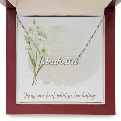 “Jesus Can Heal What You're Hiding” – Faith Message Necklace