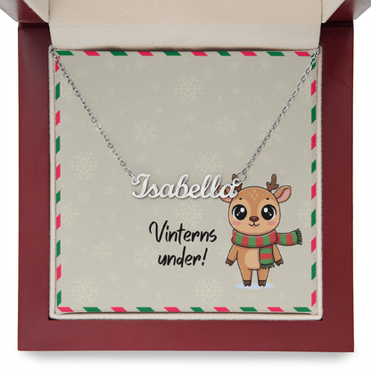 Close-up of lobster clasp on personalized necklace