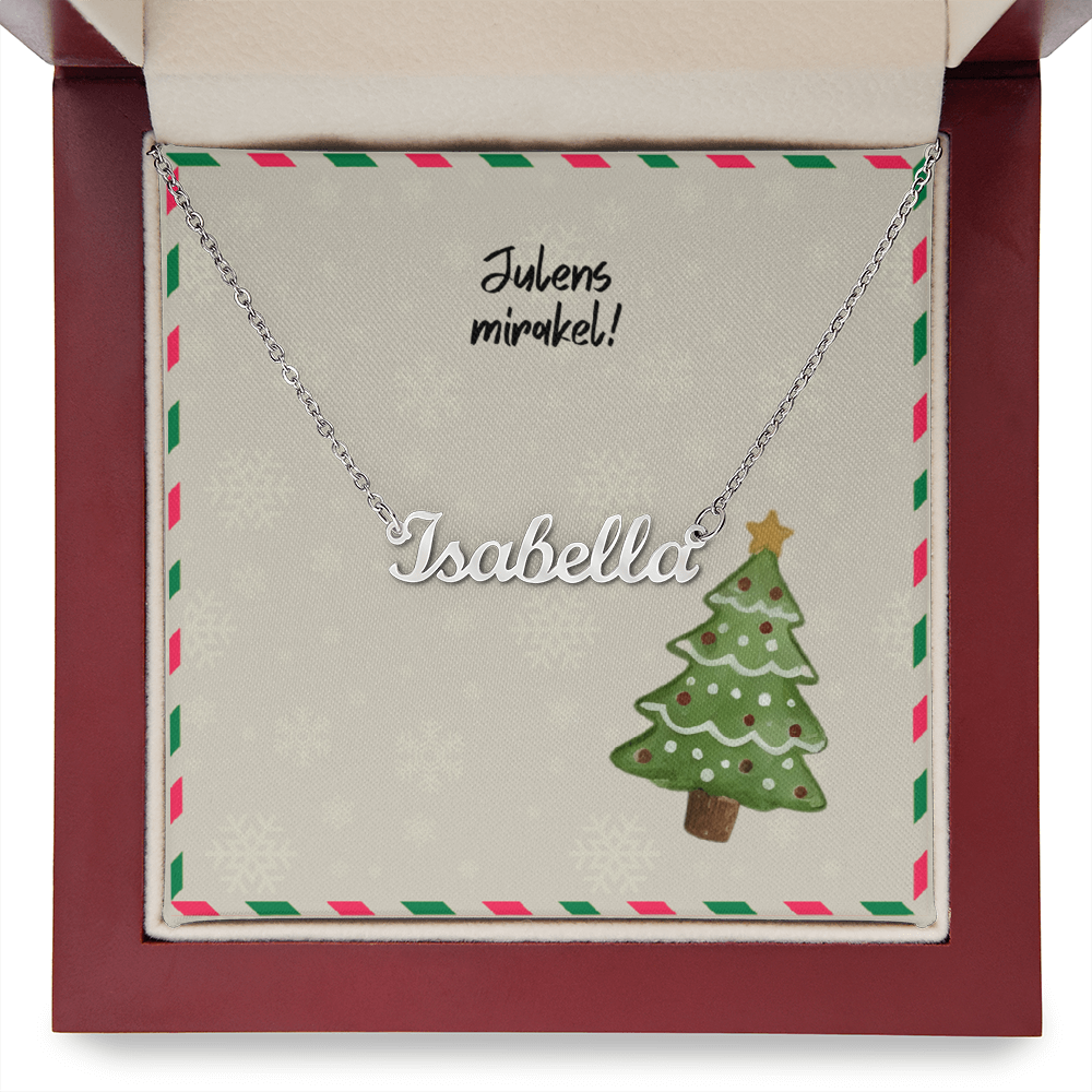 Gold finish name pendant with festive packaging