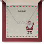Gold finish name necklace with festive packaging