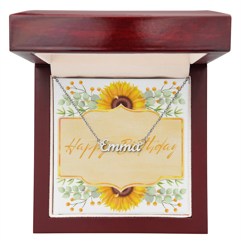 Sunflower Birthday Name Necklace – Personalized Gift for Her