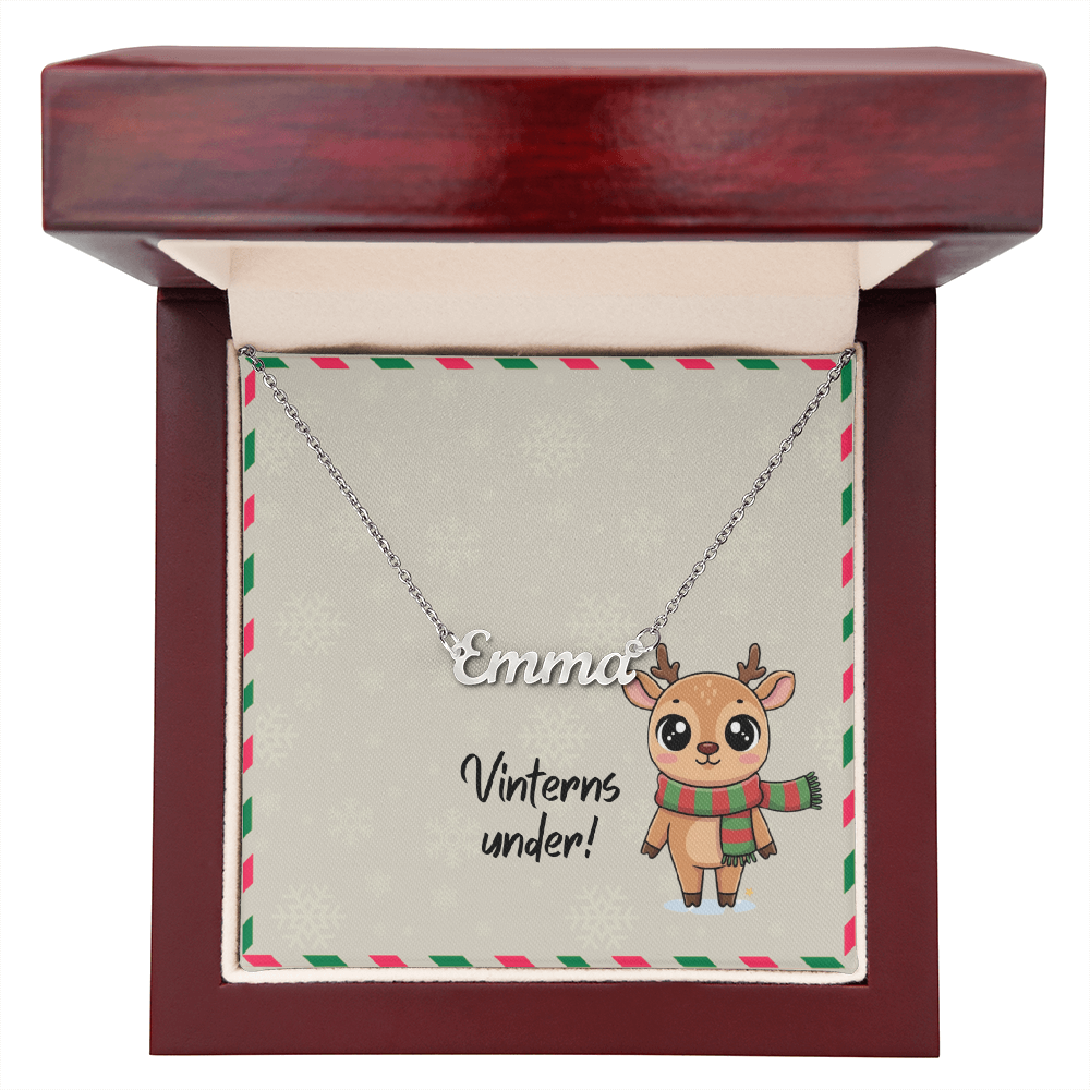 Stainless steel custom necklace with Swedish winter theme