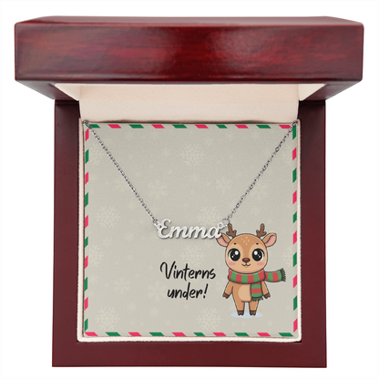 Stainless steel custom necklace with Swedish winter theme