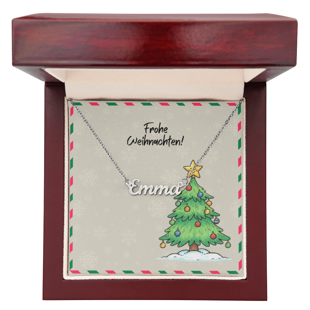 Minimalist cursive name pendant in soft-touch box