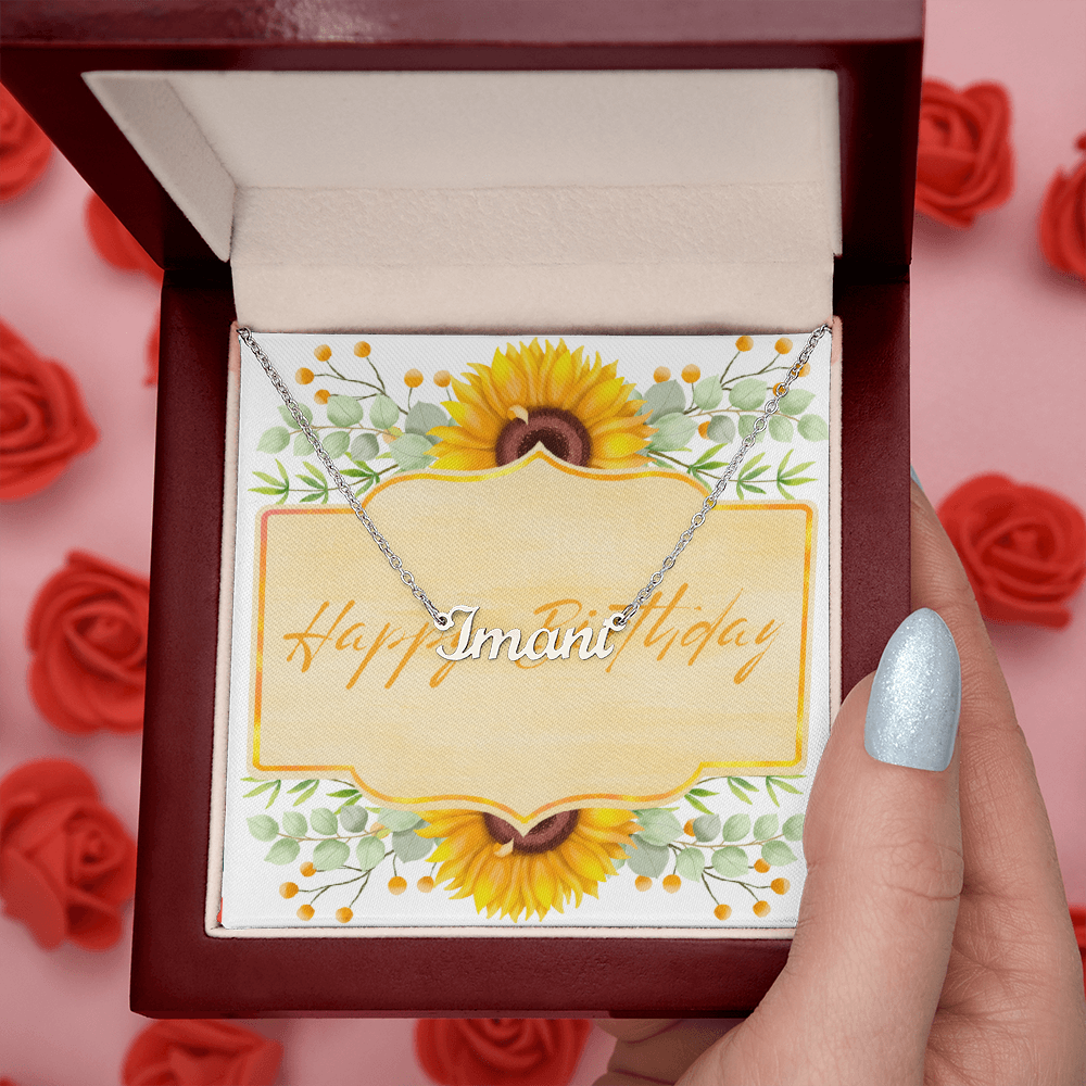 Sunflower Birthday Name Necklace – Personalized Gift for Her
