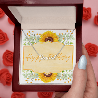Sunflower Birthday Name Necklace – Personalized Gift for Her