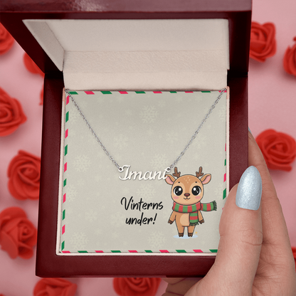 Mahogany luxury box with LED light and custom name necklace