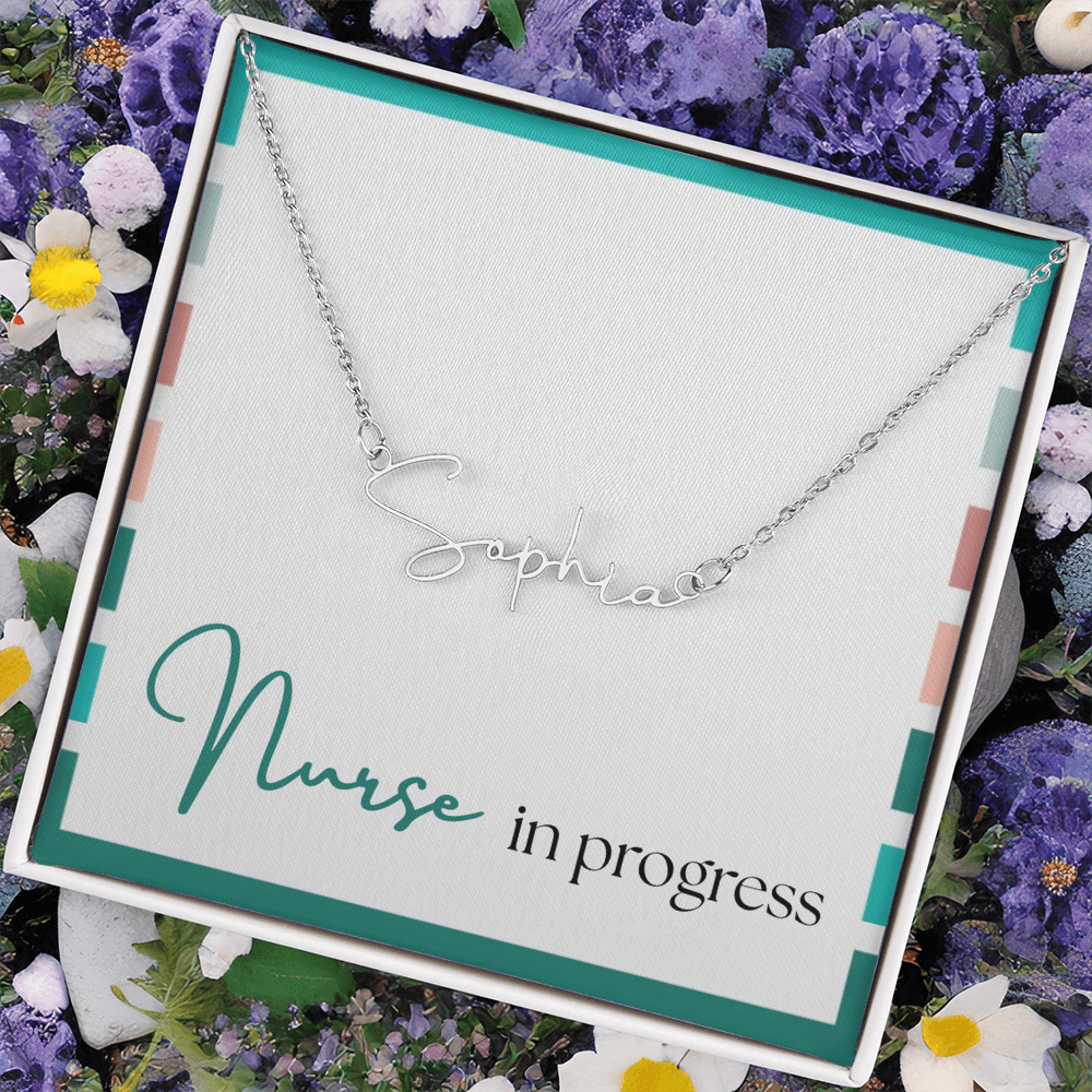 Signature Name Necklace – Nurse in Progress Edition