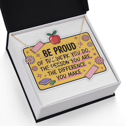 “Be Proud of the Work You Do” – Signature Name Necklace with Message Card ✨