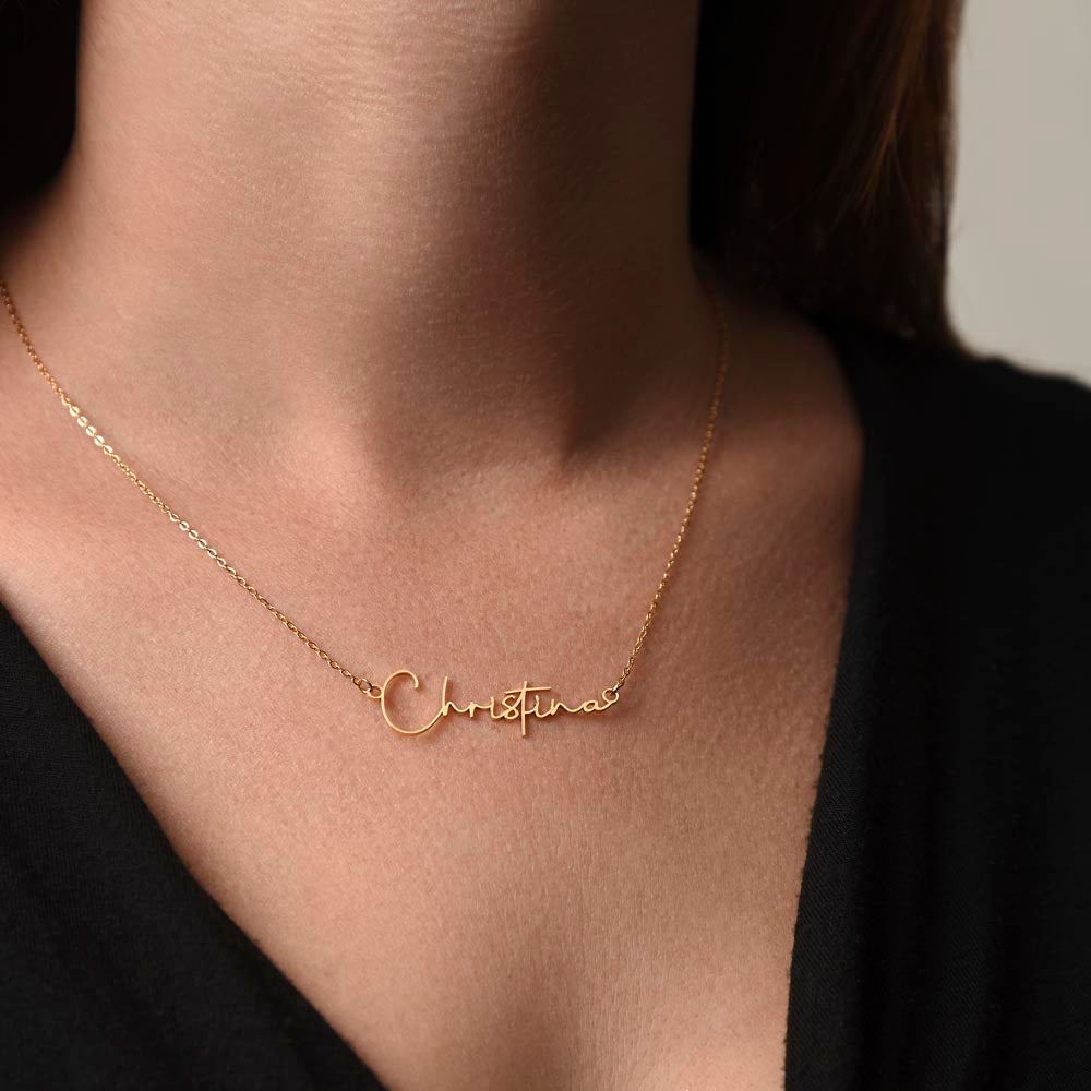 “Be Proud of the Work You Do” – Signature Name Necklace with Message Card ✨