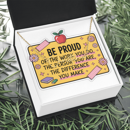 “Be Proud of the Work You Do” – Signature Name Necklace with Message Card ✨