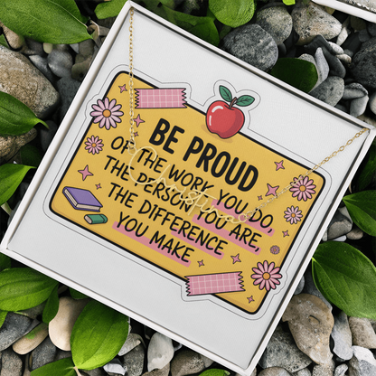 “Be Proud of the Work You Do” – Signature Name Necklace with Message Card ✨