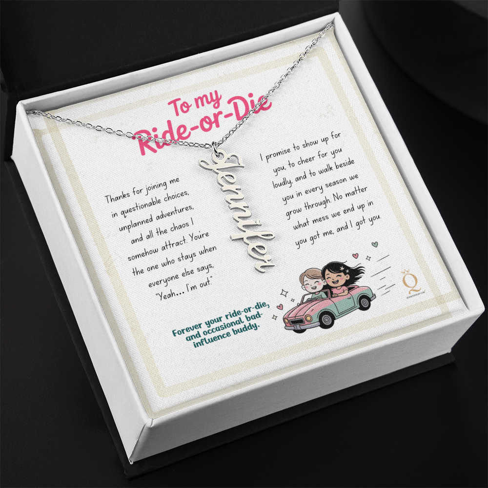 Personalized vertical name necklace for best friend