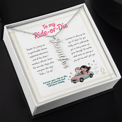 Personalized vertical name necklace for best friend
