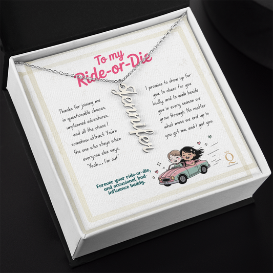 Personalized vertical name necklace for best friend