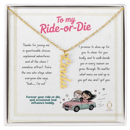 Ride-or-die friendship necklace custom name