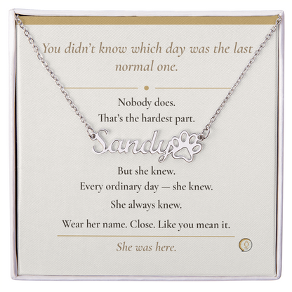personalized pet memorial necklace with paw print charm