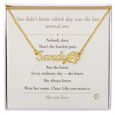 personalized pet memorial necklace with paw print charm