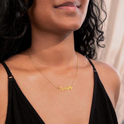 pet memorial necklace with engraved script name