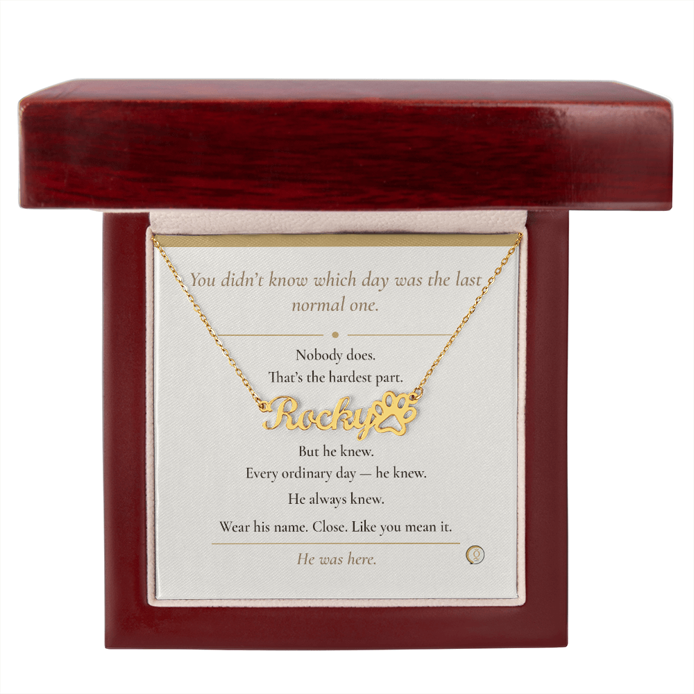 custom pet name necklace for grieving dog owner