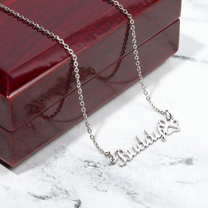 Personalized Paw Print Name Necklace — Honor Your Best Friend Forever