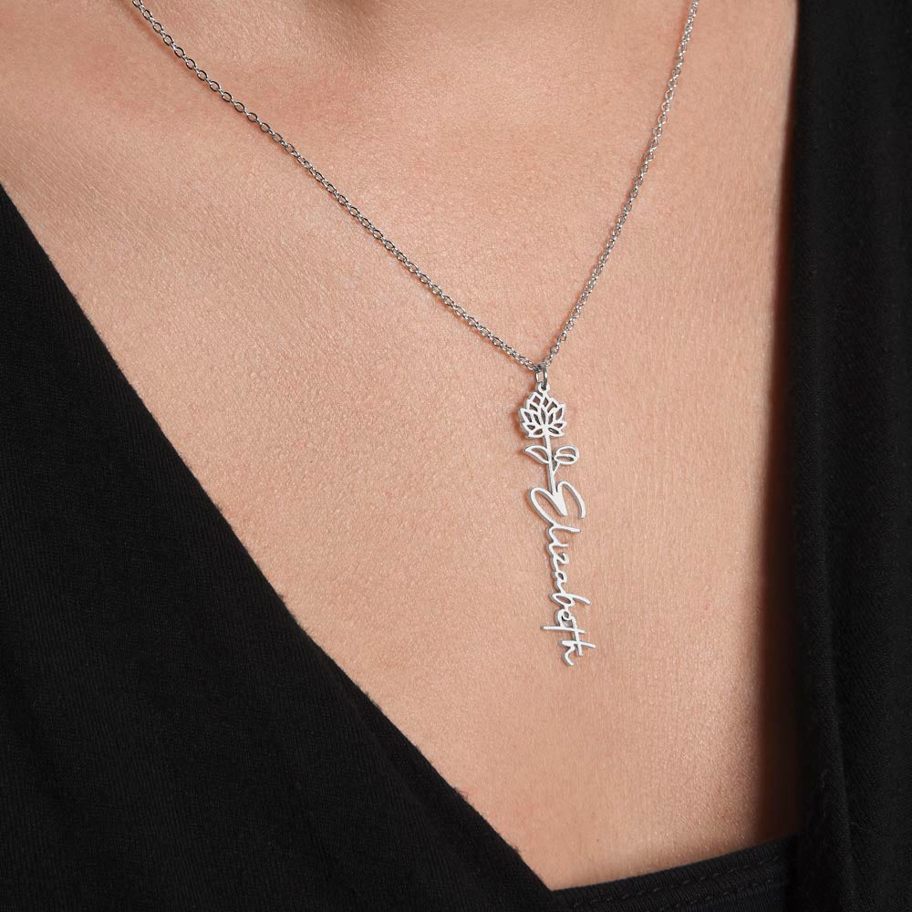 Personalized best friend necklace with birth flower engraving