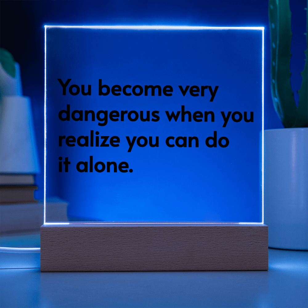 Seven LED color options displayed on acrylic plaque, from warm white to blue and pink