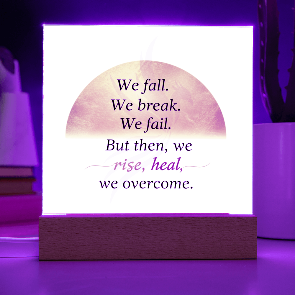 Close-up of printed square acrylic plaque details