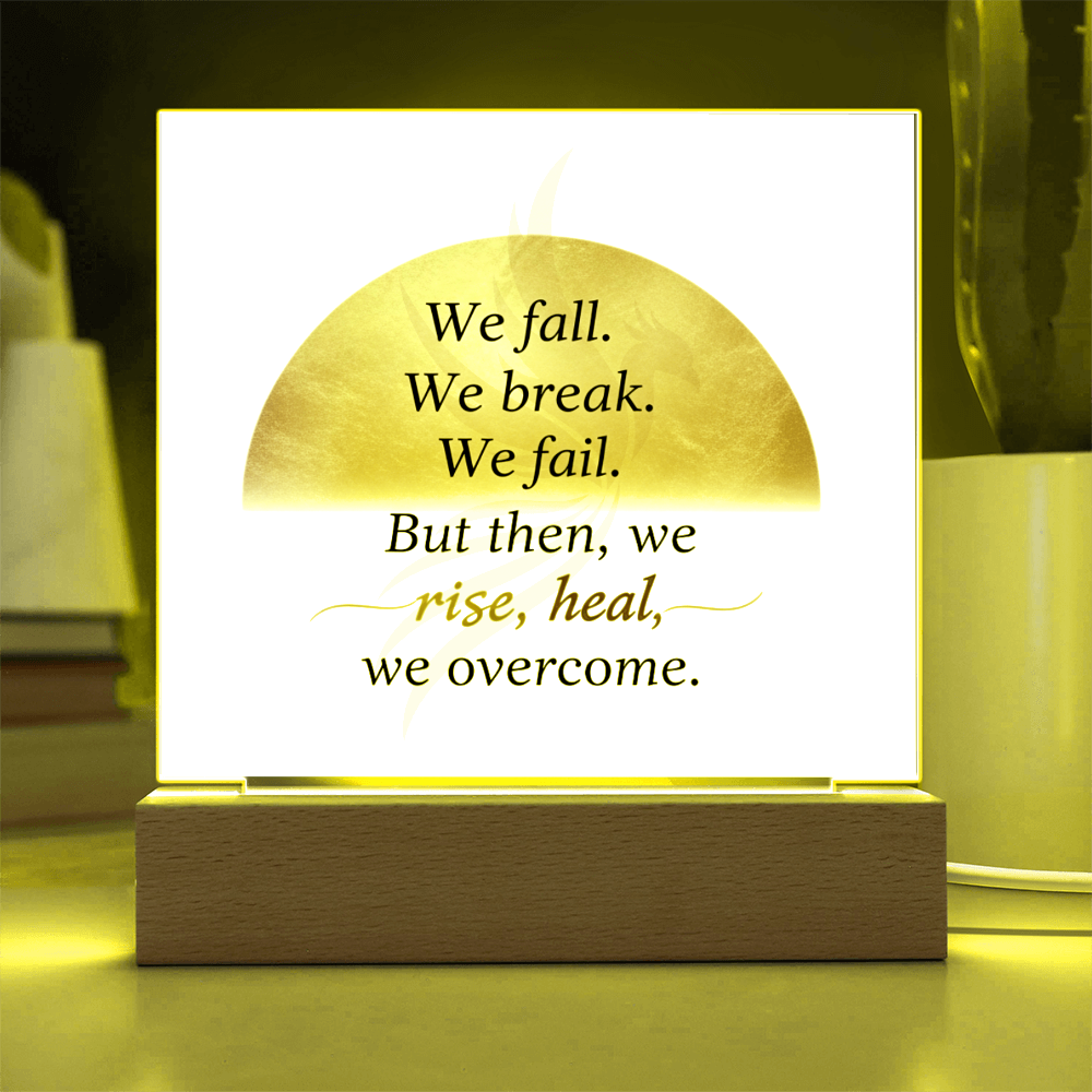 Personalized acrylic LED sign in warm yellow glow