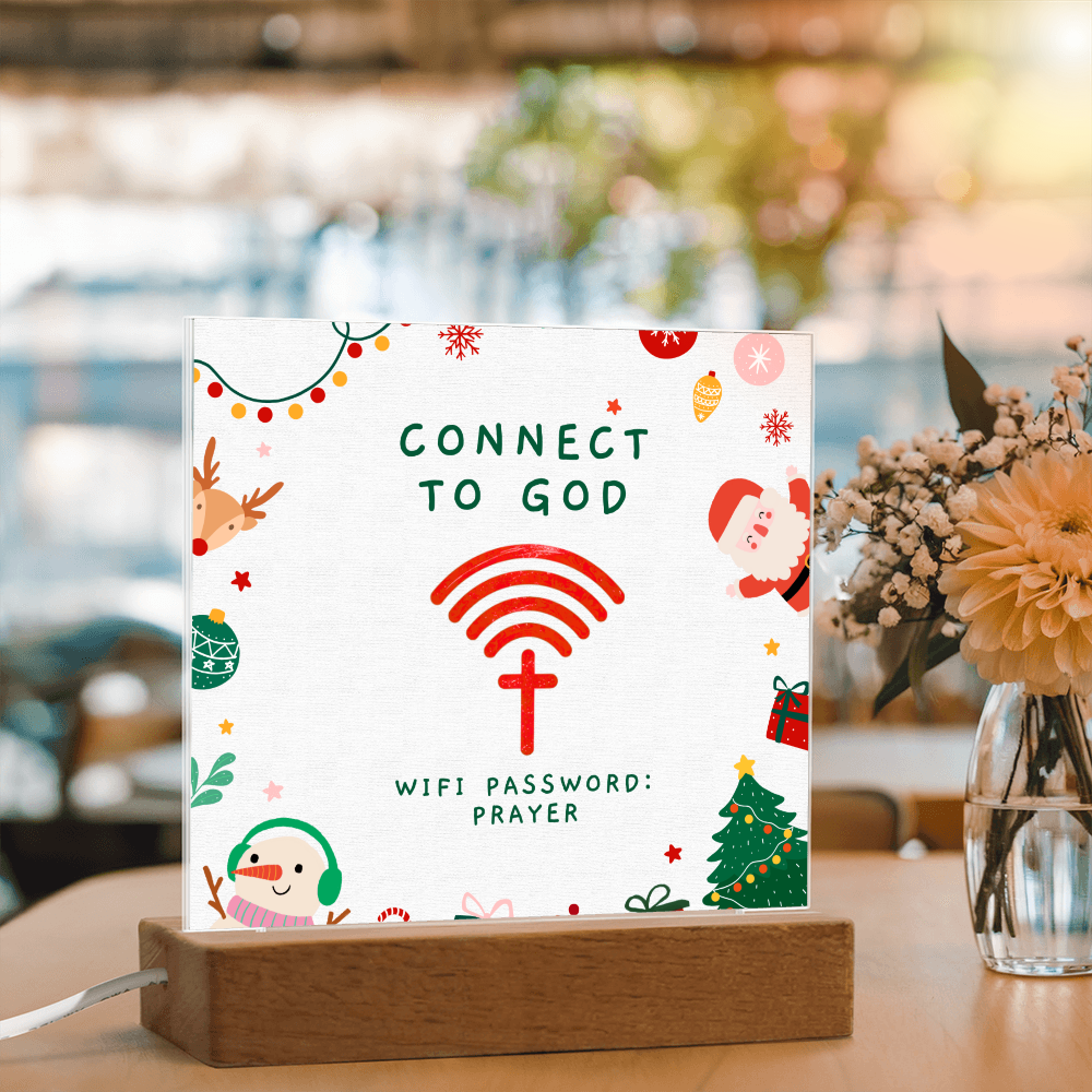 Connect to God – “WiFi Password: PRAYER” Christmas Faith Acrylic Plaque