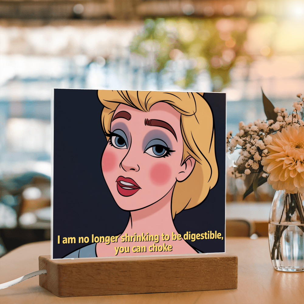 Close-up view of bold printed quote on premium acrylic surface showing sharp, detailed typography.