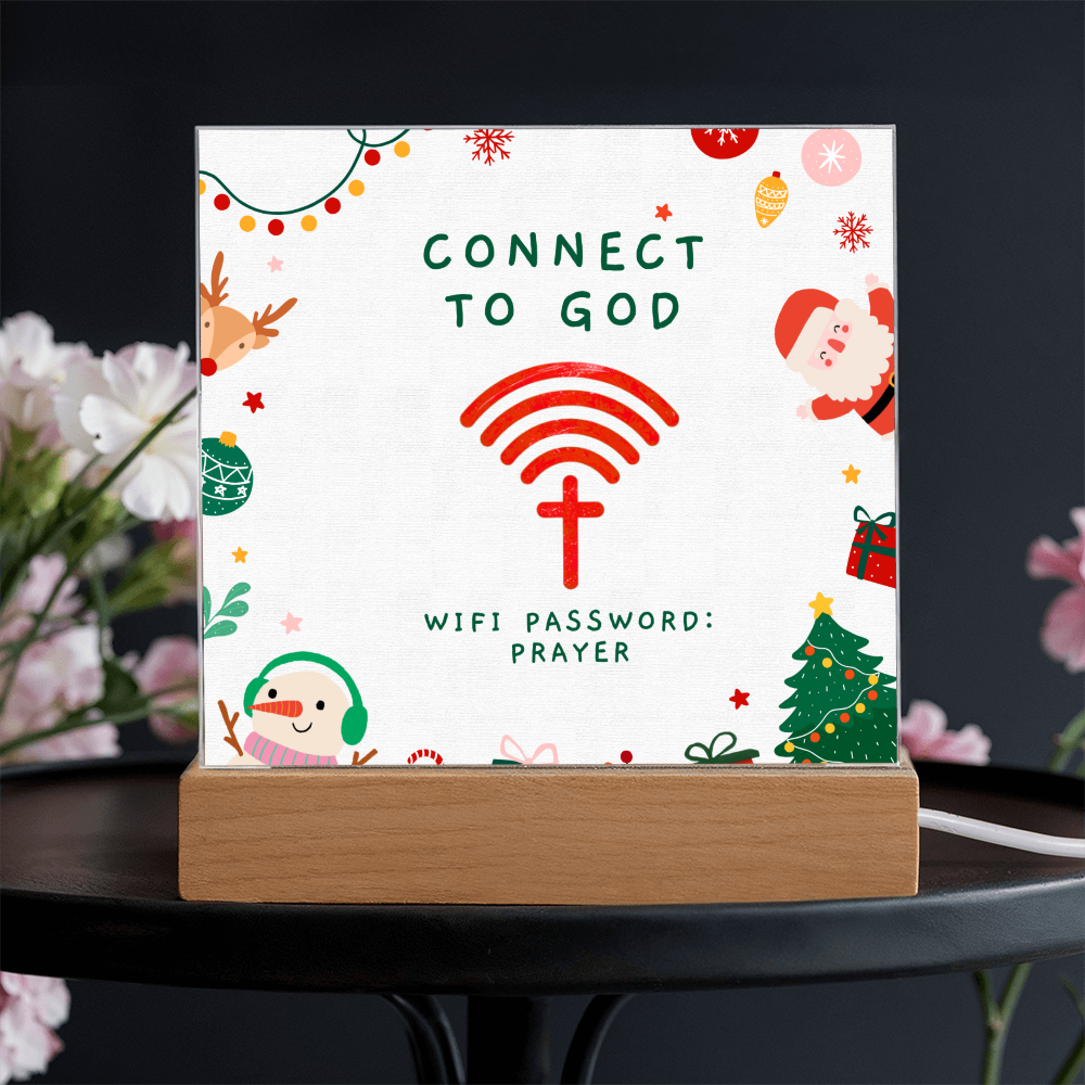 Connect to God – “WiFi Password: PRAYER” Christmas Faith Acrylic Plaque