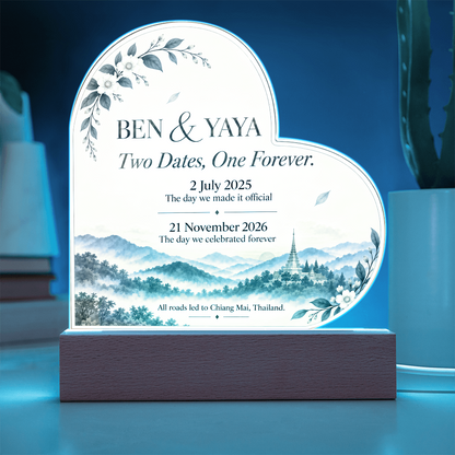 Two Dates, One Forever Personalized Wedding Plaque | Custom Civil & Ceremony Date Keepsake