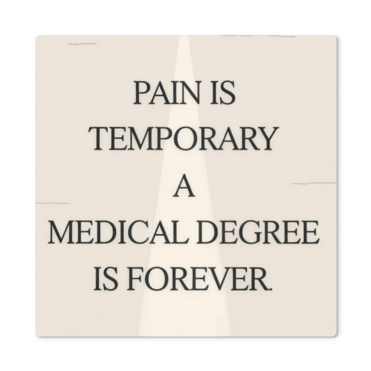 “Pain Is Temporary, A Medical Degree Is Forever” inspirational metal wall art