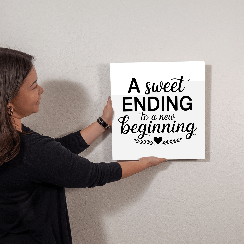Modern high gloss print with new beginning message