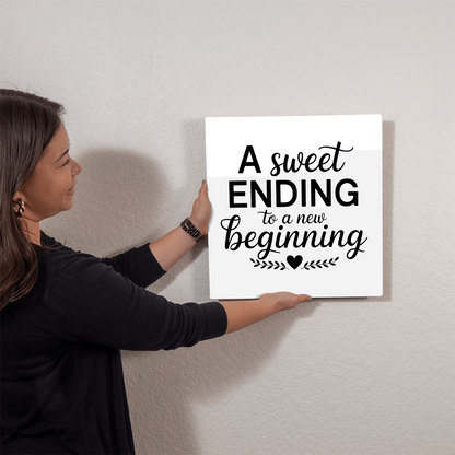 Modern high gloss print with new beginning message