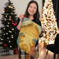 Giant faux-linen Christmas stocking featuring Nativity artwork