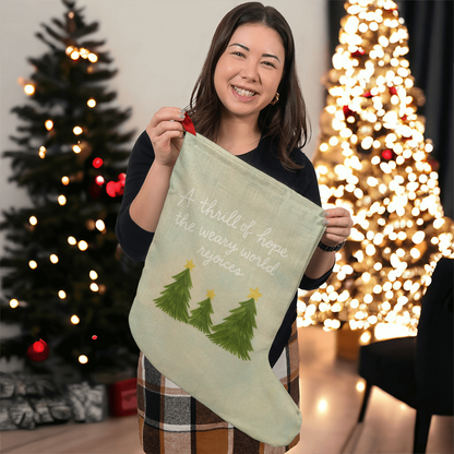 Inspirational Christian Christmas stocking with hope quote