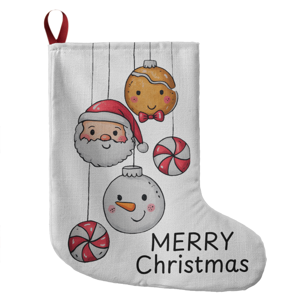 Merry Christmas Giant Holiday Stocking | Santa, Snowman & Gingerbread Décor Gift