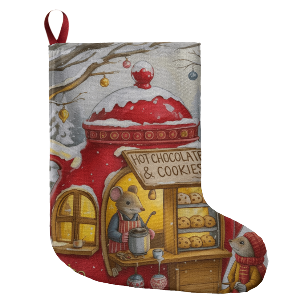 Hot Chocolate & Cookies Christmas Stocking | Cozy Winter Teapot Holiday Decor