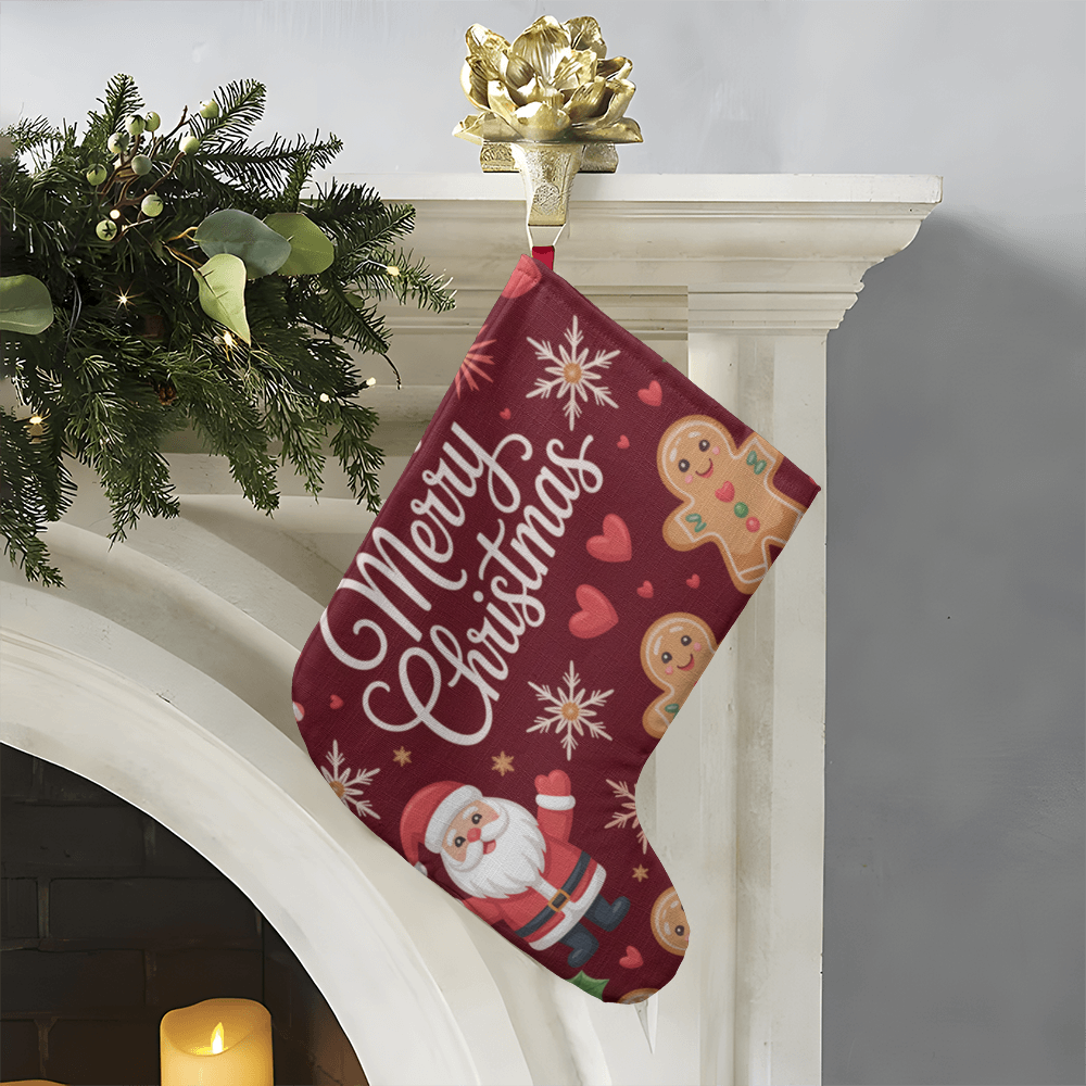 Merry Christmas Santa & Gingerbread Giant Holiday Stocking