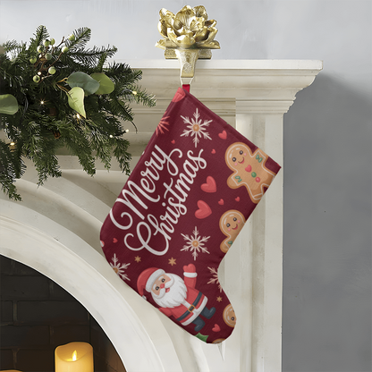Merry Christmas Santa & Gingerbread Giant Holiday Stocking