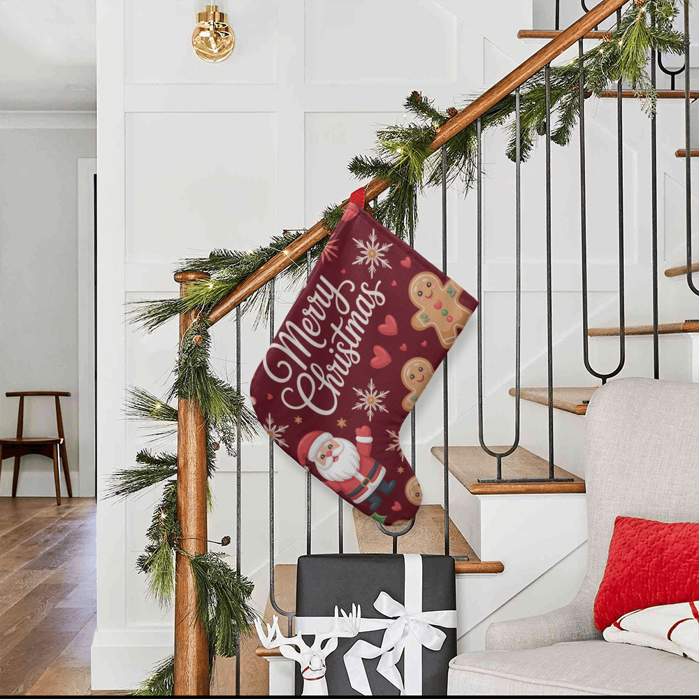 Merry Christmas Santa & Gingerbread Giant Holiday Stocking