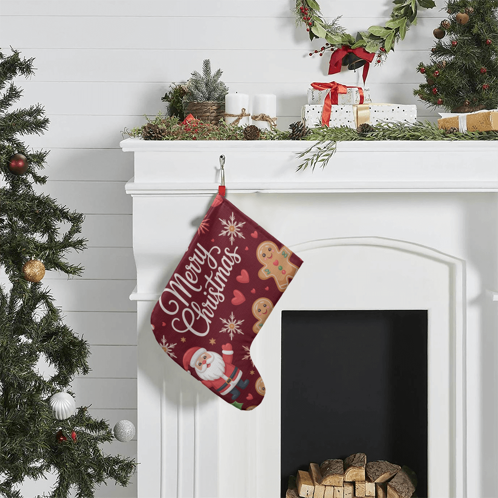 Merry Christmas Santa & Gingerbread Giant Holiday Stocking