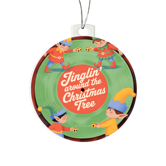 Jinglin' Around the Christmas Tree Ornament | Retro Elf Acrylic Christmas Keepsake