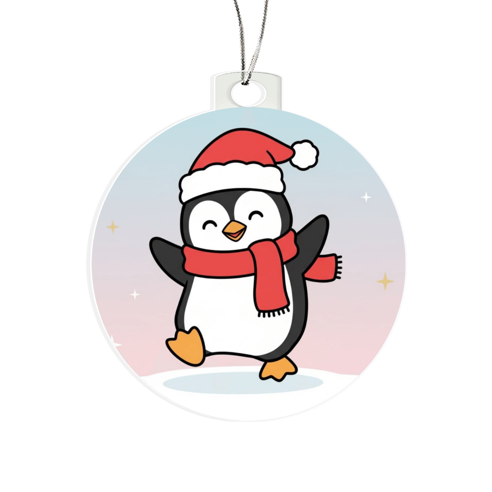 Cute Christmas Penguin Ornament | Personalized Acrylic Holiday Keepsake Gift