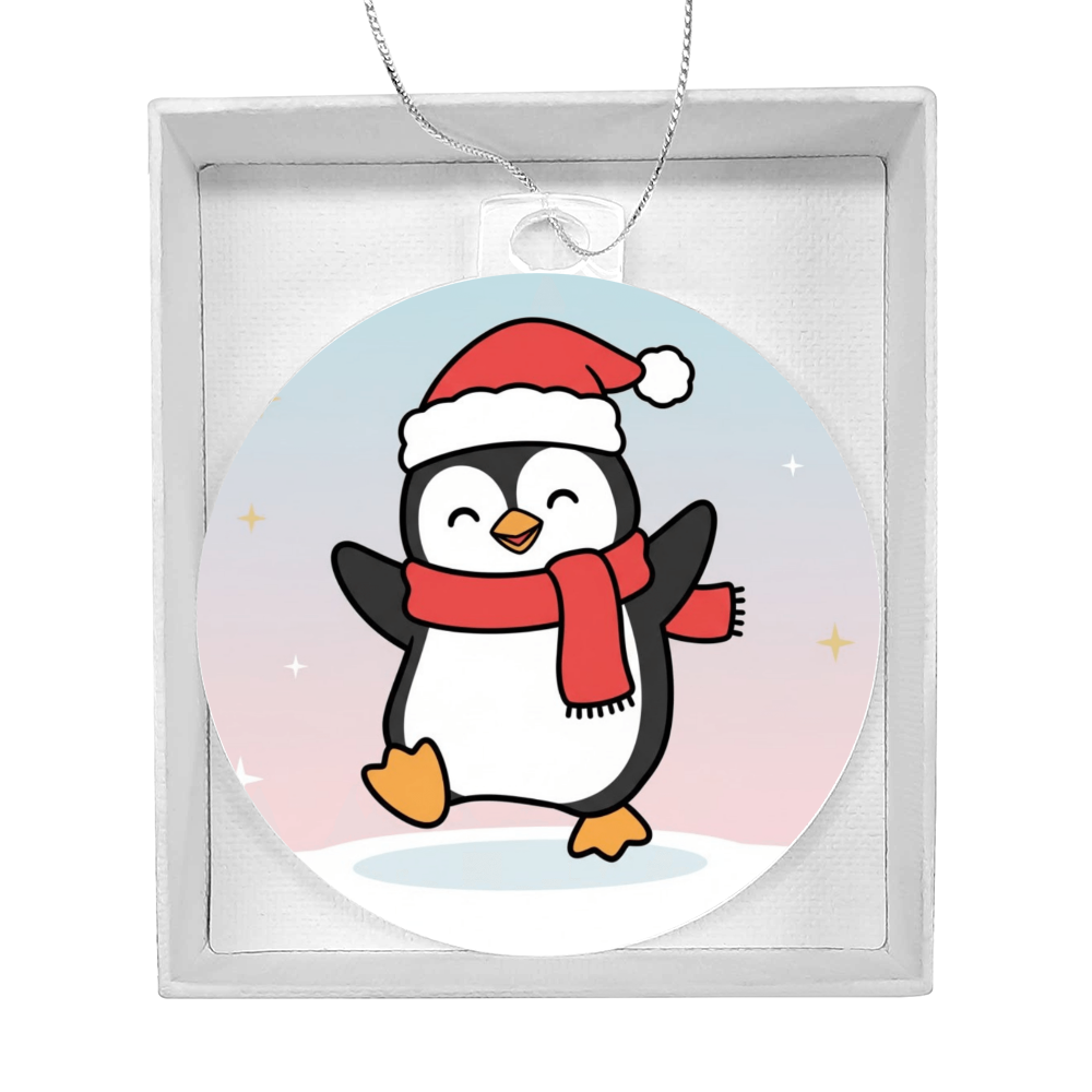 Cute Christmas Penguin Ornament | Personalized Acrylic Holiday Keepsake Gift