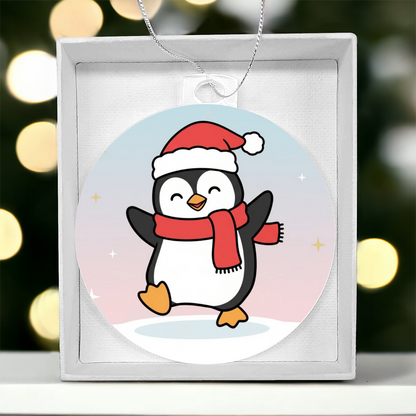 Cute Christmas Penguin Ornament | Personalized Acrylic Holiday Keepsake Gift
