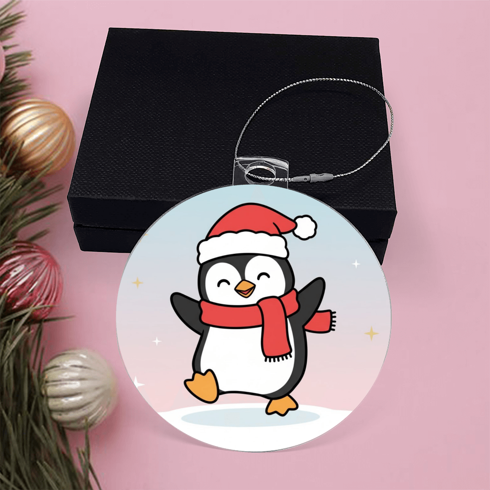 Cute Christmas Penguin Ornament | Personalized Acrylic Holiday Keepsake Gift