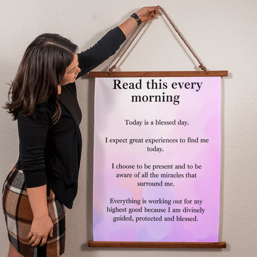 Mindfulness quote tapestry for home meditation corner